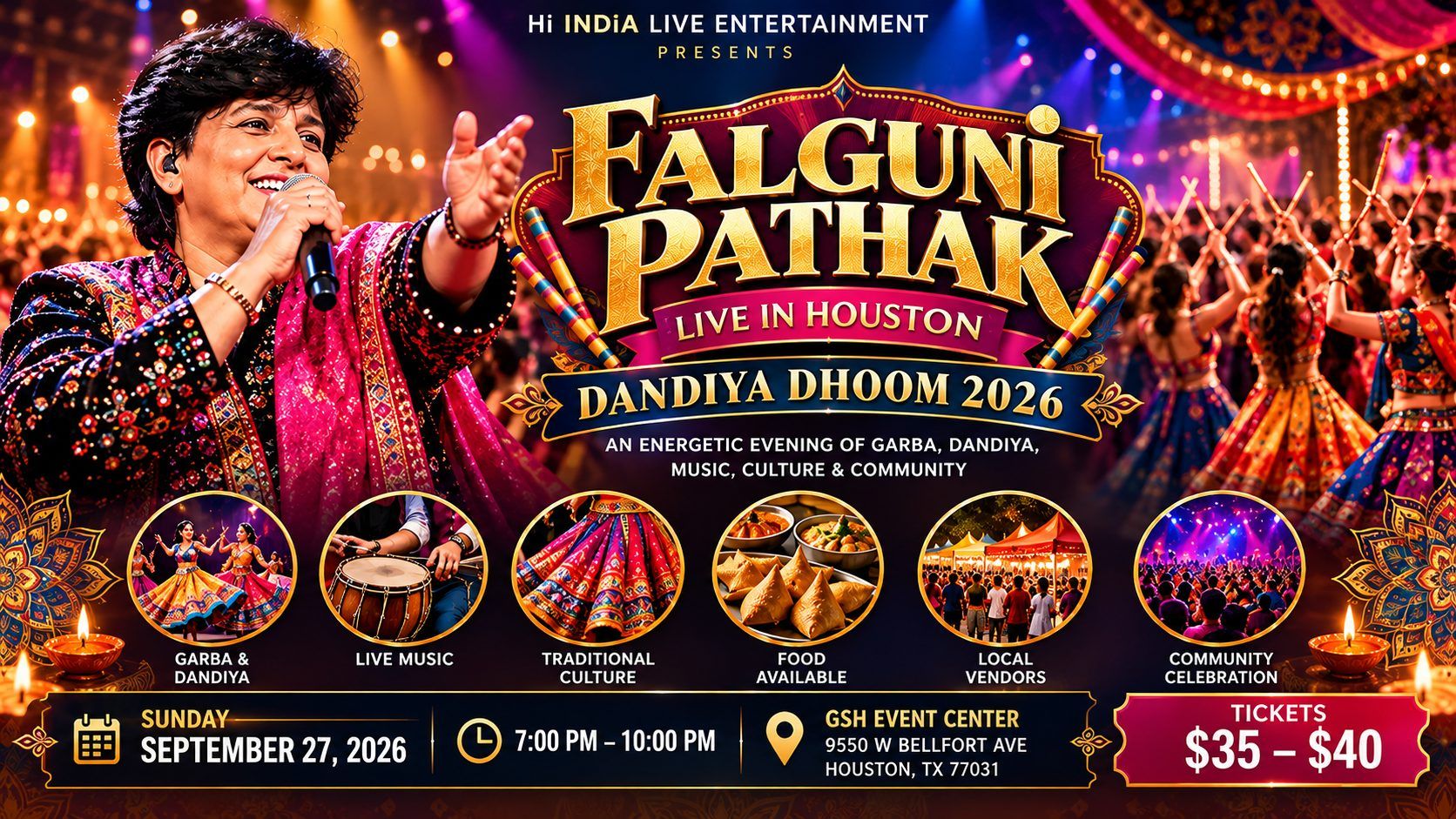 Falguni Pathak Live in Houston - Dandiya Dhoom 2026